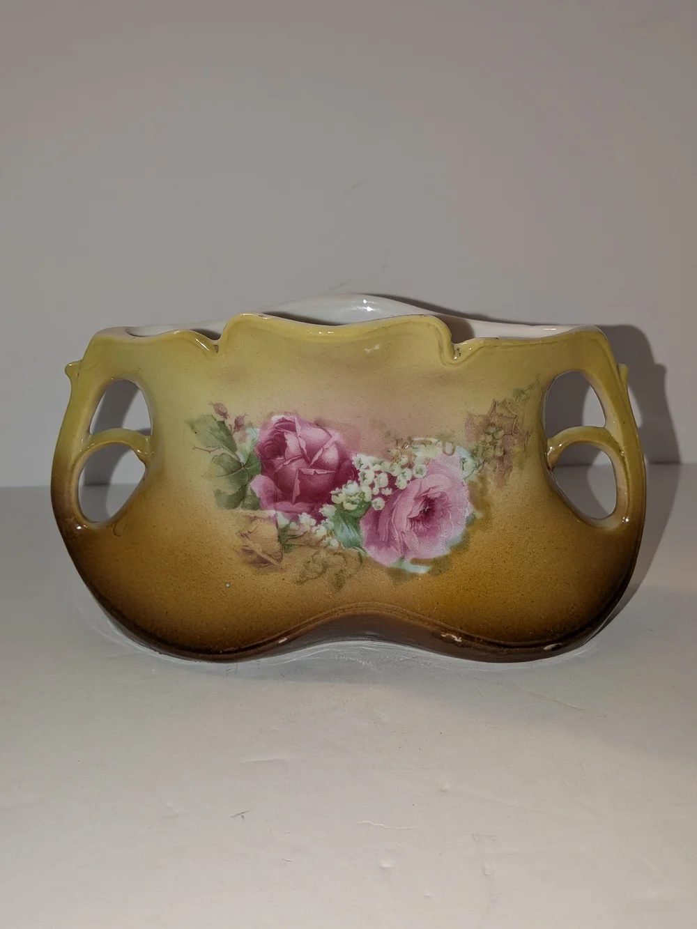 Antique Austrian Porcelain Pillow Vase from Circa 1890-1920 Double Handled